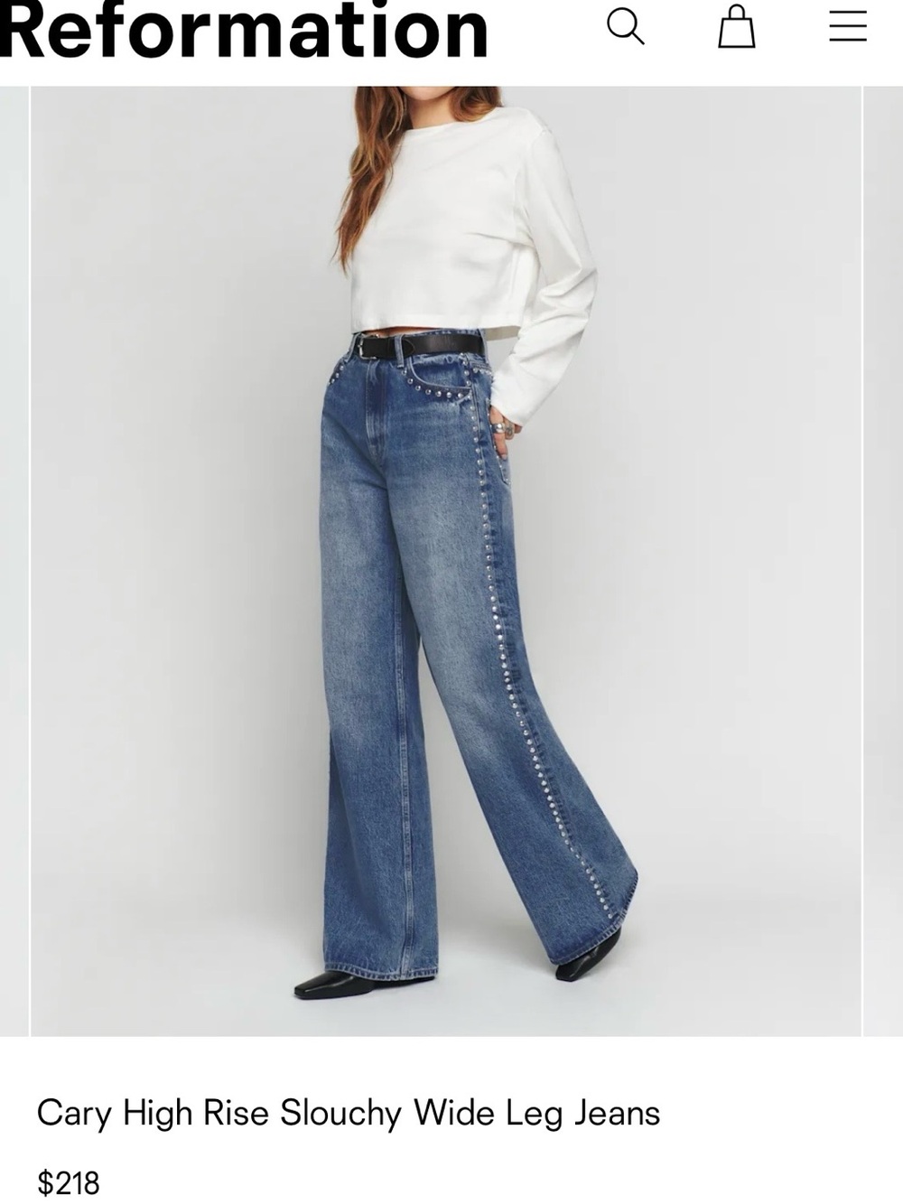 Reformation Cary High Rise Slouchy Wide Leg Jeans (size 25)